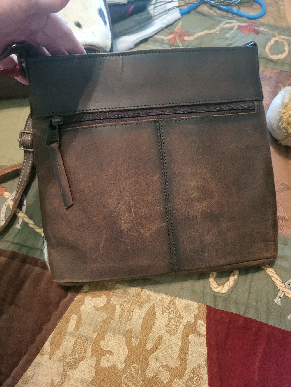 STS Ranchwear Brown and White Hair-On Cowhide Crossbody Shoulder Bag - Picture 4 of 7